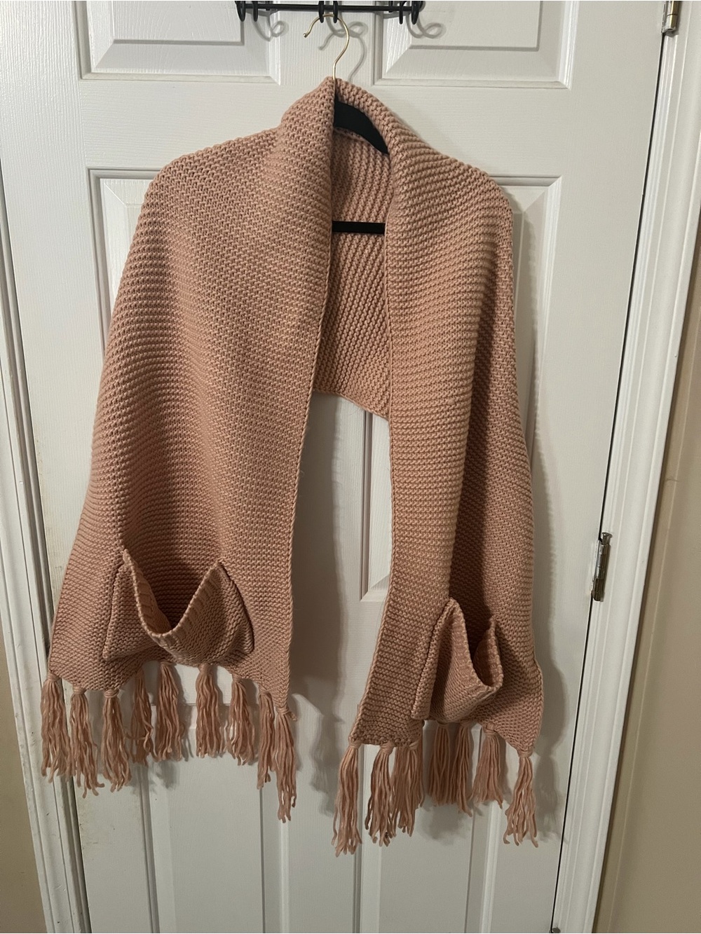 Anthropologie Knit Pocket Scarf Shawl Rose Pink NWT Women Barbiecore Cottagecore